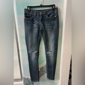 YMI Blue Distressed Skinny Jeans